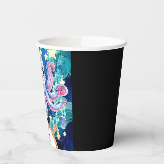 Simple Boho Octopus Birthday Pappbecher (Links)
