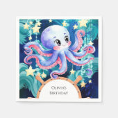 Simple Boho Octopus Birthday Serviette (Vorderseite)