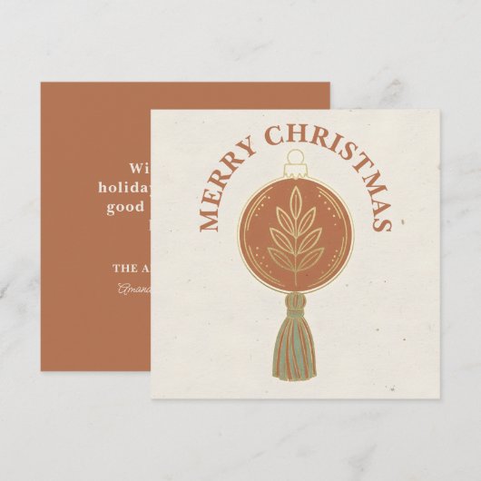 Simple Boho Ornament Christmas Feiertagskarte (Vorne/Hinten)