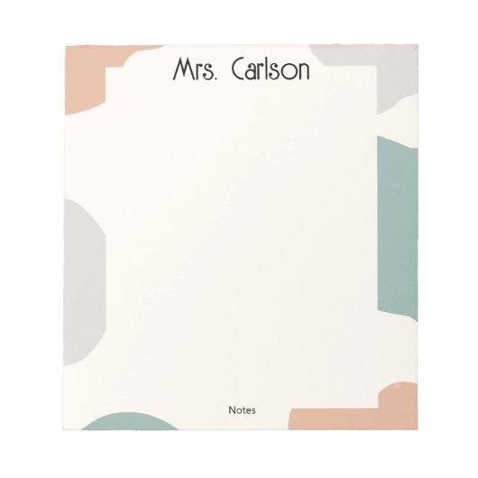 Simple Boho Pastel Colors Teacher Notepad Notizblock (Vorderseite)