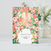 Simple Boho Peach Birthday Dankeskarte (Stehend Vorderseite)