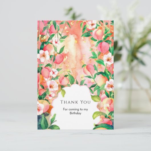 Simple Boho Peach Birthday Dankeskarte (Stehend Vorderseite)