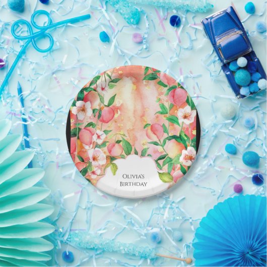 Simple Boho Peach Birthday Pappteller (Party)