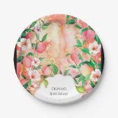Simple Boho Peach Birthday Pappteller (Vorderseite)
