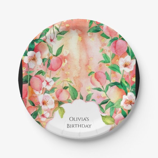 Simple Boho Peach Birthday Pappteller (Vorderseite)
