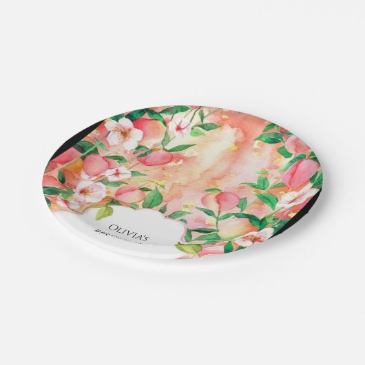 Simple Boho Peach Birthday Pappteller (Schrägansicht)
