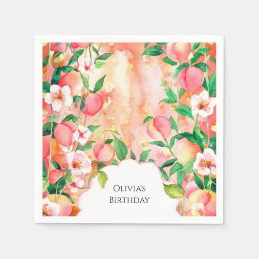 Simple Boho Peach Birthday Serviette (Vorderseite)