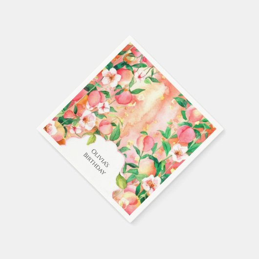 Simple Boho Peach Birthday Serviette (Ecke)