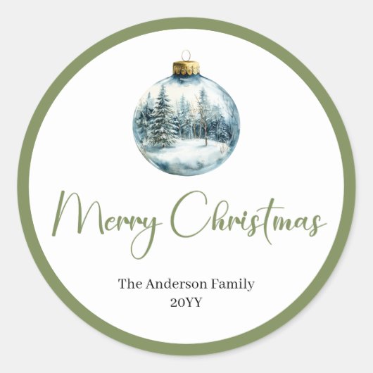 Simple Boho Pine Wreath Holiday Envelope Sticker (Vorderseite)