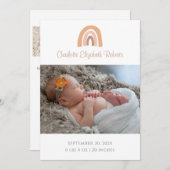 Simple Boho Rainbow Foto Birth Announction Card Einladung (Vorne/Hinten)