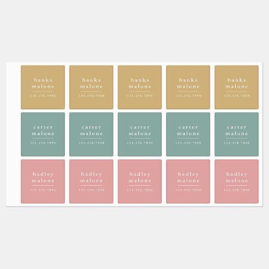 Simple Boho Rainbow Kids Waterproof Name Etiketten (Blatt)