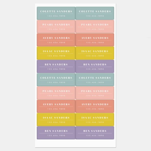 Simple Boho Rainbow Wassersicherer Name Etiketten (Blatt)