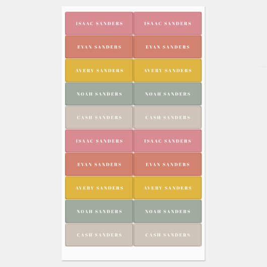 Simple Boho Rainbow Wassersicherer Name Etiketten (Blatt)