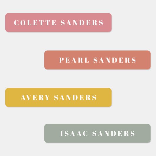 Simple Boho Rainbow Wassersicherer Name Etiketten (Gruppe)