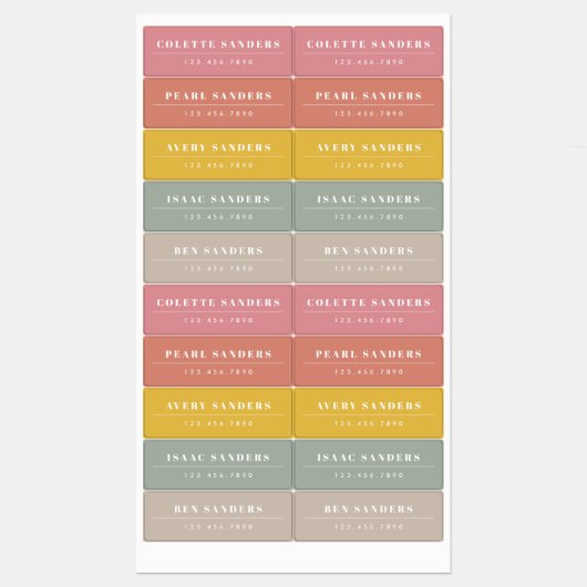 Simple Boho Rainbow Wassersicherer Name Etiketten (Blatt)