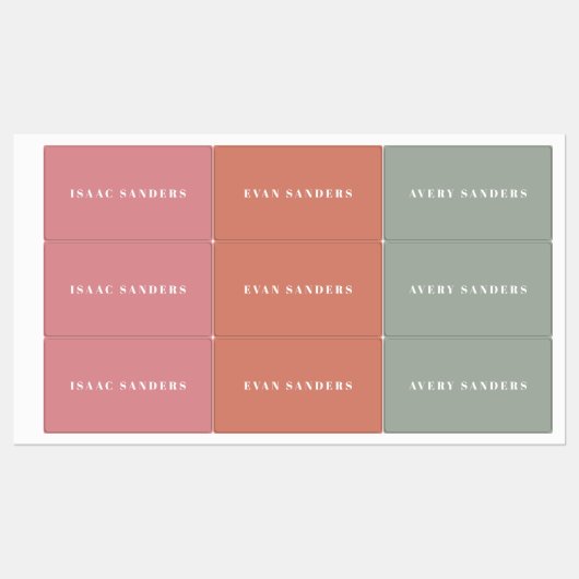 Simple Boho Rainbow Wassersicherer Name Etiketten (Blatt)