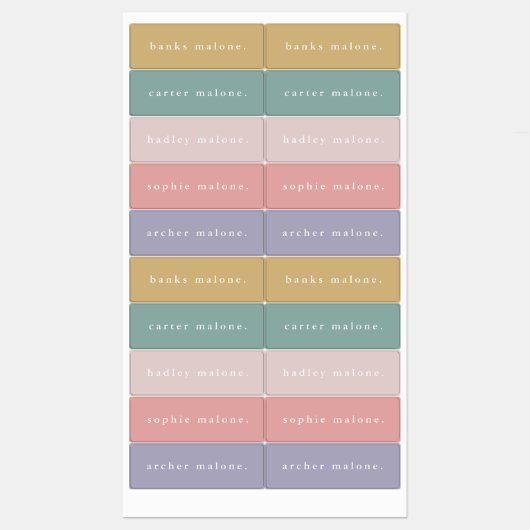 Simple Boho Rainbow Wassersicherer Name Etiketten (Blatt)