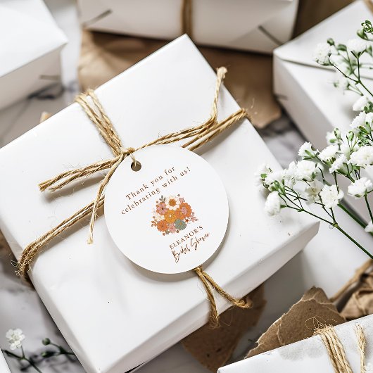 Simple Boho Retro Floral Brautparty Individuelle N Geschenkanhänger