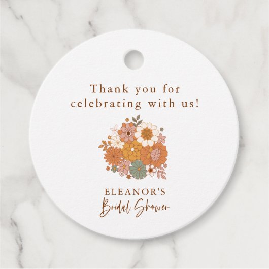 Simple Boho Retro Floral Brautparty Individuelle N Geschenkanhänger (Vorderseite)