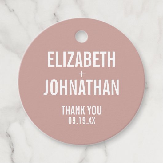 Simple Boho Rose Typografy Wedding Vielen Dank Geschenkanhänger (Vorderseite)