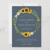 Simple Boho Royal Blue Opulence Sonnenblumen Hochz Einladung (Vorderseite)