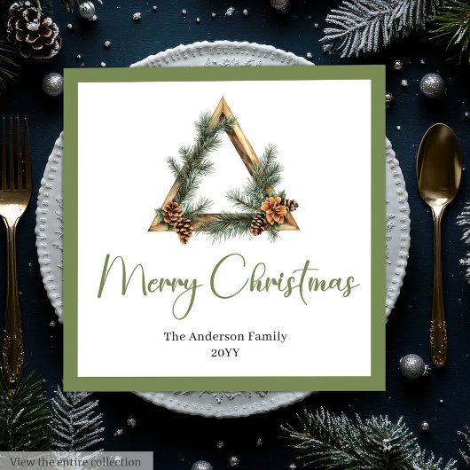 Simple Boho Rustic Christmas Wreath Napkins Serviette