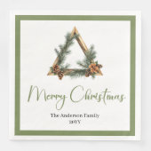 Simple Boho Rustic Christmas Wreath Napkins Serviette (Vorderseite)