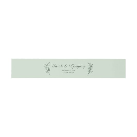 Simple Boho Sage Green Wedding Einladungsbanderole (Flach)