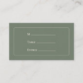 Simple Boho Sage Green Wedding Entree Choice Flat Platzkarte (Vorderseite)