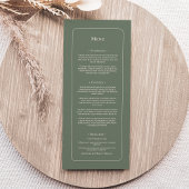 Simple Boho Sage Green Wedding Flat Menükarte