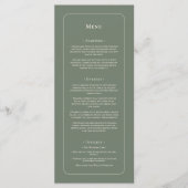Simple Boho Sage Green Wedding Flat Menükarte (Vorderseite)
