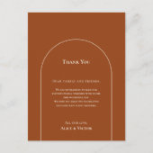 Simple Boho Terracotta Empfang Dankeschön Karte (Vorderseite)