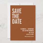 Simple Boho Terracotta Typografie Save the Date Einladung (Vorderseite)