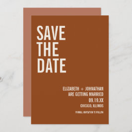Simple Boho Terracotta Typografie Save the Date Einladung