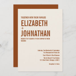 Simple Boho Terracotta Typografie Wedding Invitati Einladung