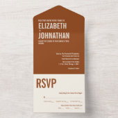 Simple Boho Terracotta Typografy Wedding All In One Einladung (Innen Boden)