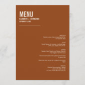 Simple Boho Terracotta Typografy Wedding Menu Menükarte (Vorderseite)