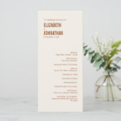 Simple Boho Terracotta Typografy Wedding Program Programm (Stehend Vorderseite)
