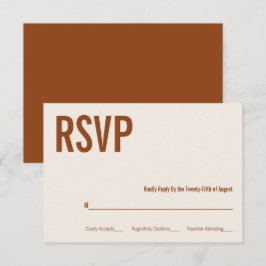 Simple Boho Terracotta Typografy Wedding RSVP Karte