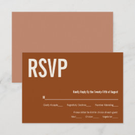 Simple Boho Terracotta Typografy Wedding RSVP Karte