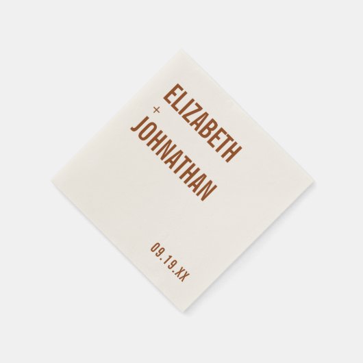 Simple Boho Terracotta Typografy Wedding Serviette (Ecke)