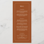 Simple Boho Terracotta Wedding Flat Menükarte (Vorderseite)