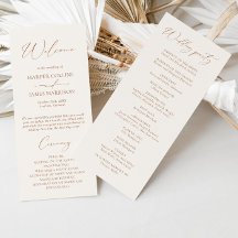 Simple Boho Terracotta Wedding Program