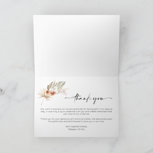 Simple Boho Two Foto Wedding Danke (Innenseite)