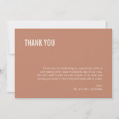 Simple Boho Typografie Wedding Dankeschön-Karte Dankeskarte (Rückseite)