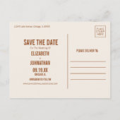 Simple Boho Typografy Foto Save the Date Ankündigungspostkarte (Rückseite)