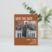 Simple Boho Typografy Foto Save the Date Ankündigungspostkarte (Stehend Vorderseite)