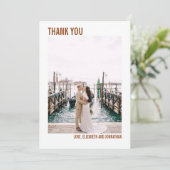 Simple Boho Typografy Wedding Danke Foto (Stehend Vorderseite)