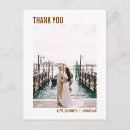 Simple Boho Typografy Wedding Danke Foto Postkarte