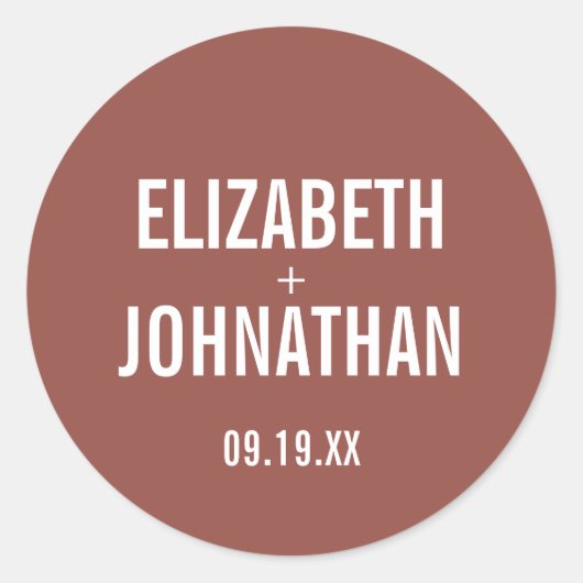 Simple Boho Typografy Wedding Runder Aufkleber (Vorderseite)